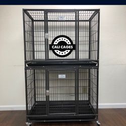 Double Stackable Dog Pet Cage Kennel Size 43” With Divider And Feeding Bowls New In Box 📦