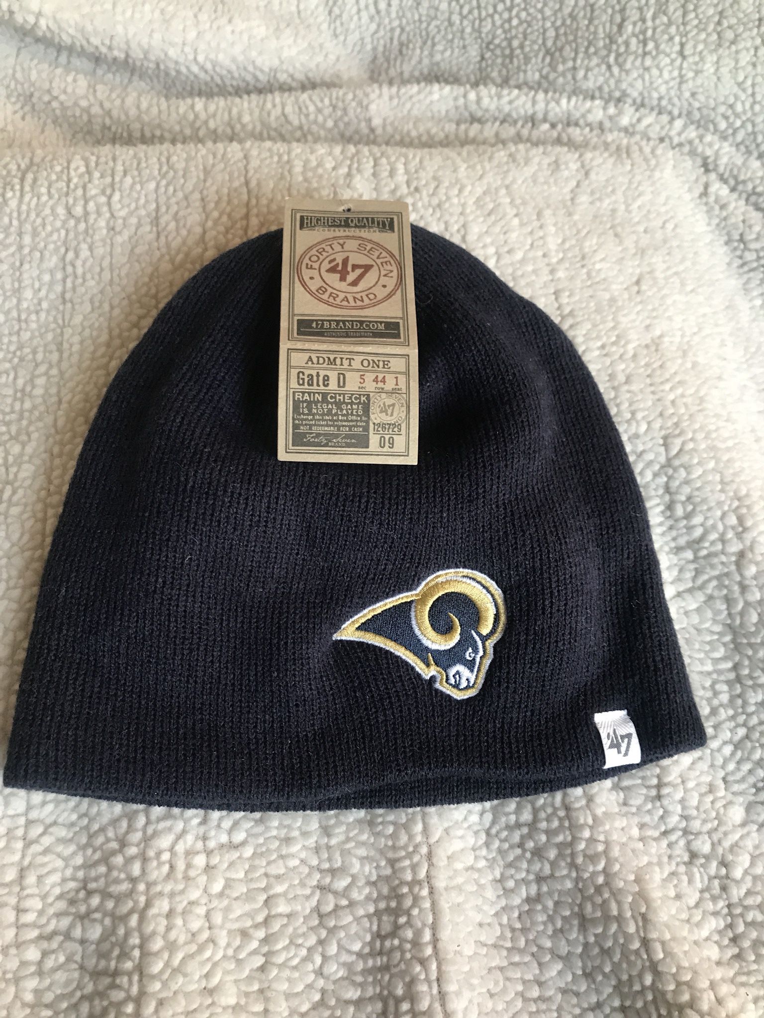 LA Ram’s NFL Knit Beanie By 47 Brand, Blue, OS