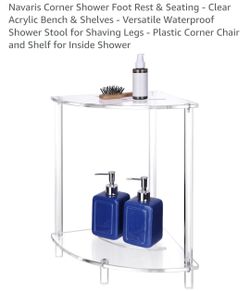 18 Inch Shower Foot Rest Acrylic Stool For Shaving Legs Corner Bench Seat Clear