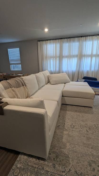 Lovesac Deep Side Cover: Seashell Solid Polylinen