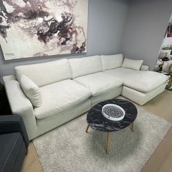 Elyza Linen 3pc Sectional Sofa w/ RAF Corner Chaise
