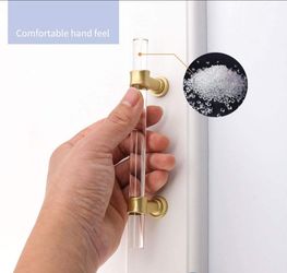 TEN - 5 Inch C-C Lucite Handles Acrylic Cabinet Handle Knob Drawer Pull Kitchen Hardware Clear Gold