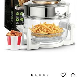  Glass Air Fryer  Turbo with 360°Clear Glass View Halogen Oven Temperature Control Range 32-482℉1400W Convection 
