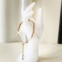 Gold Braided Bracelet with Adjustable Slide Closure