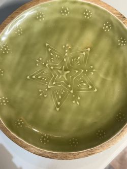 ❄️🌟🍪🎄NEW!! Rustic Holiday Plate Set with Ceramic Star/Snowflake Design!!! 🎄🔆🌟❄️🎅