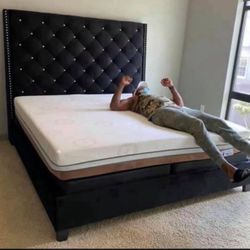 New King Size Tall Black Bed Frame- Mattress Not Included 