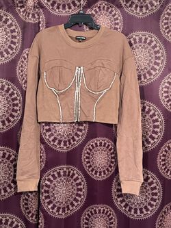 Fashion Nova cropped sweater with rhinestones
