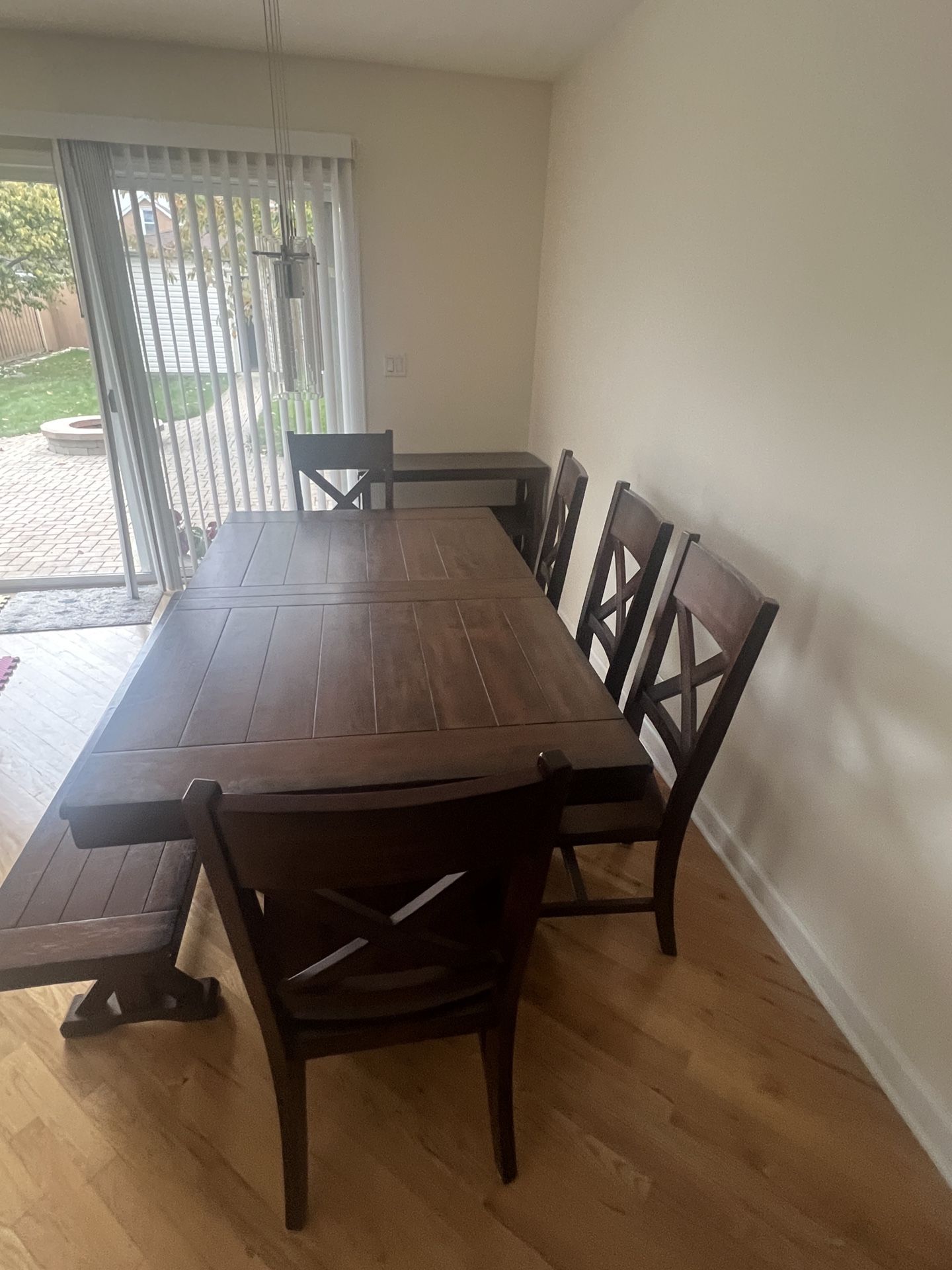 Pottery Barn Style dining room table, chairs, bench