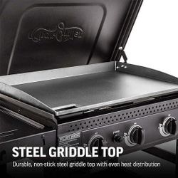 Char-Griller 8036 Flat Iron 4 Burner Outdoor Griddle Gas Grill with Lid