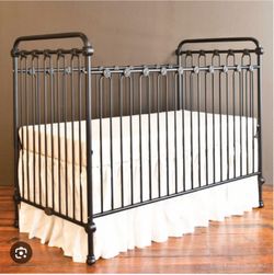 Bratt Decor Joy Baby Crib Distressed White Vintage Iron Rod