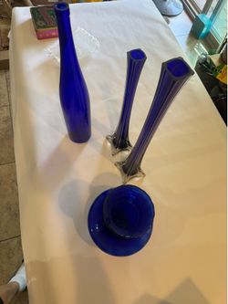 Blue decorative glassware