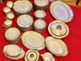 Vtg. 1933 Noritake Valiere 90+ Piece Dinner Set Serves 12 Gold Trim Magnificent