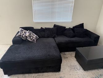 Black oversized corduroy sectional