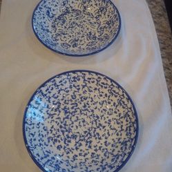 Crate & Barrel Bowls Blue & White