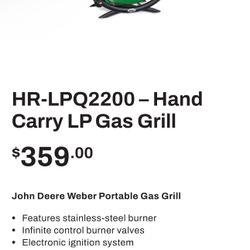 Weber Q2200 John Deer Portable Gas Grill