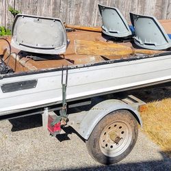 Boat And Trailer With Outboard Motor And Minn Kota 