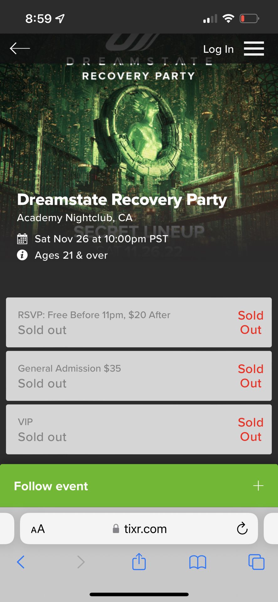 Dreamstate Recovery Party SOLDOUT