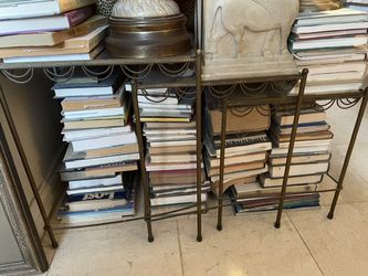 Vintage Set of Three Brass Nesting Tables with Glass Tops.