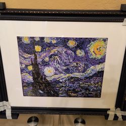 Vincent Van Gogh Starry Night (22 1/2" x 18 1/2") Framed Bead Artwork For Sale!!!
