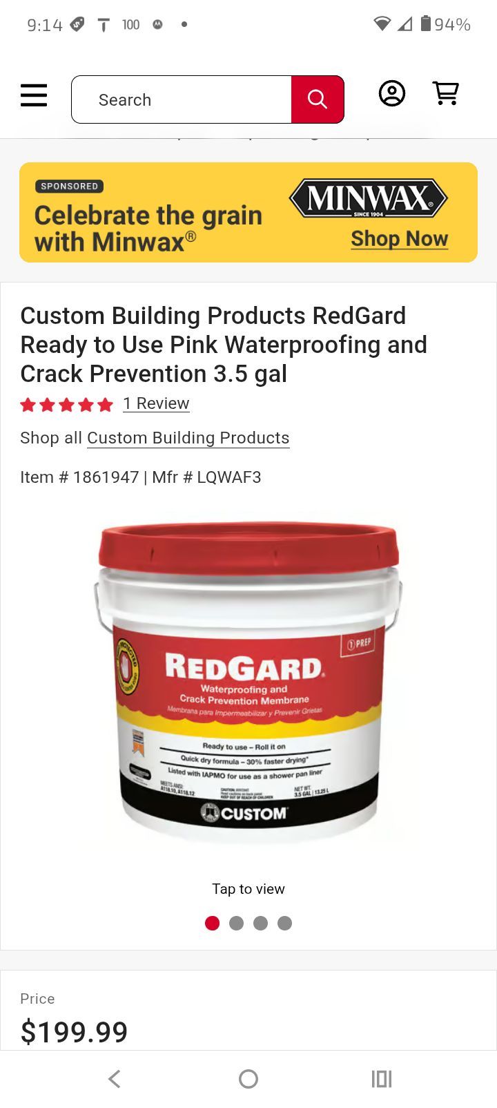 Red Guard waterproof membrane 3.5 gallon