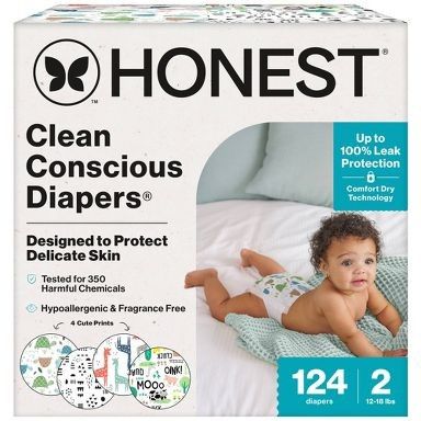 Honest Size 2 diapers 124ct