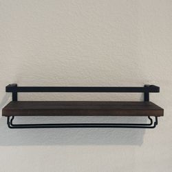 Wall Mounted Shelf Set (2pcs) – Wood & Black Metal