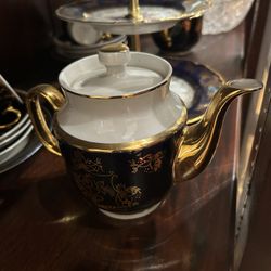 Elegant Blue and Gold Teacup Set