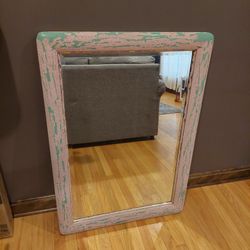 Vintage Large Rustic Farmhouse Mirror Brass