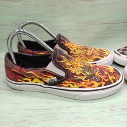 Vans Off The Wall Shoes Slip On Flame Size 6 Men's / Size 7.5 Women's 