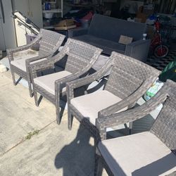 Gray Wicker Patio Chairs X 4 , Used Less Than 5 Months 