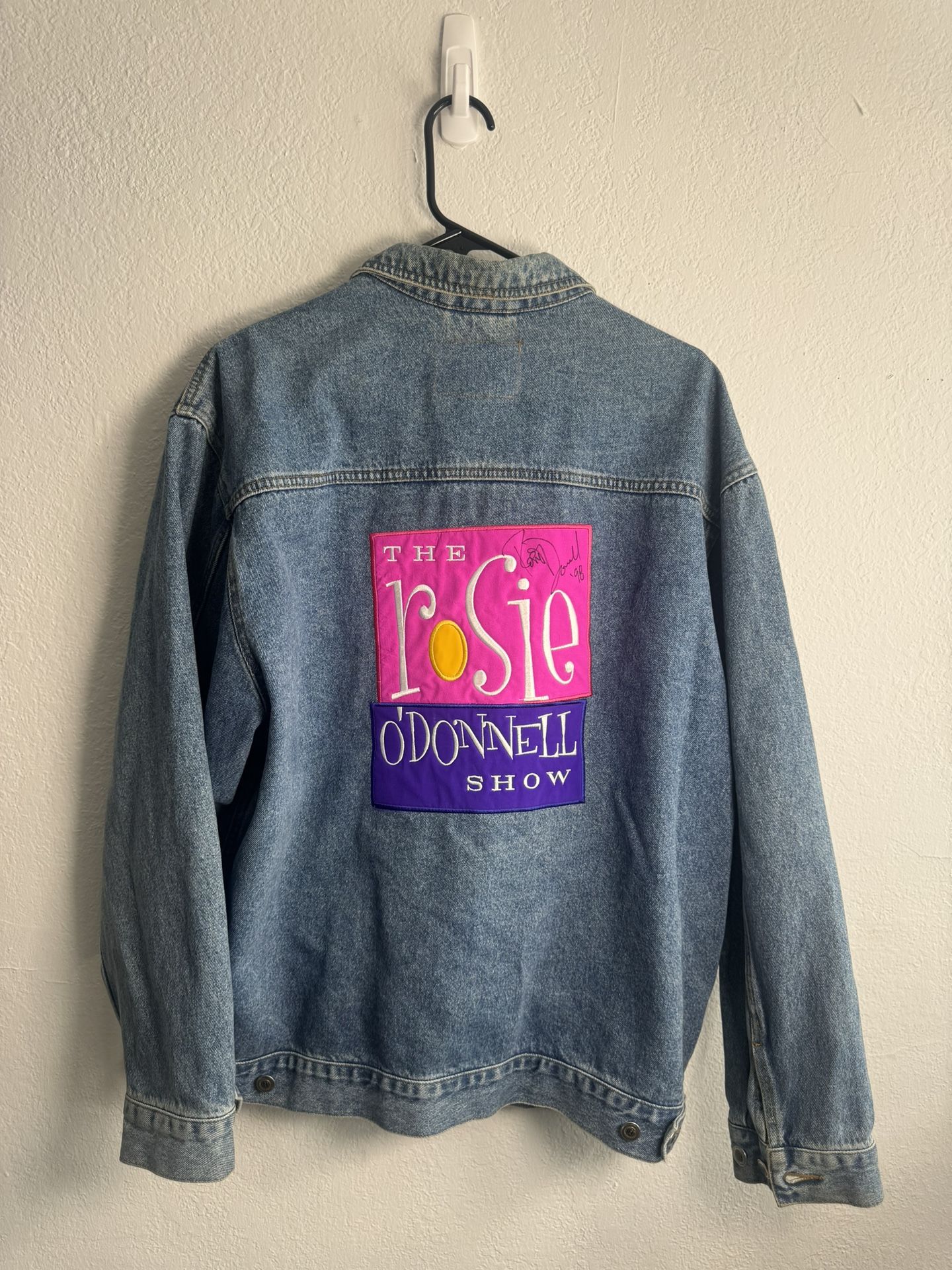 VINTAGE 90s The Rosie O'Donnell Show Denim Jacket Size L Signed Rare
