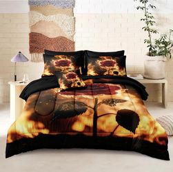 NEW Chumerry Fire Rose Comforter Set- QUEEN