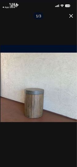 One New Heavy Flexsteel Cylinder Display Pedistal with Natural Stone Top
