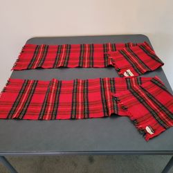 Wool Scarves - 100% Wool Royal Stewart Red Tartan Plaid Scarves Imported by Wm. Marks, Set of 2