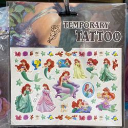 2 SHEETS Ariel Disney Princess temporary tattoo sheet stickers