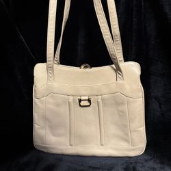Vintage Lou Taylor Cream Leather Bag