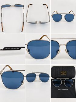 Dolce & Gabbana Sunglasses – Blue Lenses / Silver Frame + Case