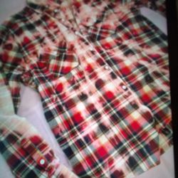 New 3xl Red Plaid Flannel Button Jacket Shirt 
