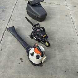 Poulan 18 Chainsaw And Stihl Blower READ ADD 120 No Less Firm Package Deal Not Selling Separately 