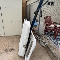 Broken Pool Basketball Hoop. Recycle. Metal And Plastic