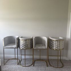 Modern Gold Velvet Bucket Counter Stool with Arms and Stainless Steel Frame - light gray