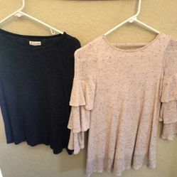 Size L(10/12) dress and 3/4 sleeve top  Soprano light pink with black dots dress with tiered sleeves