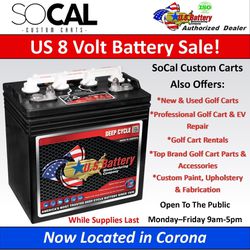 Golf Cart Battery 8 Volt US Battery 8VGCE XC2 -NEW!