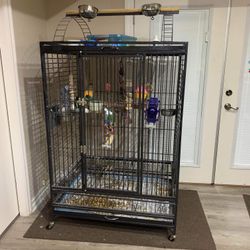 XX-Large 40”x 24” x 68”H Open Play Top Parrot Bird Cage With Rolling Wheel 