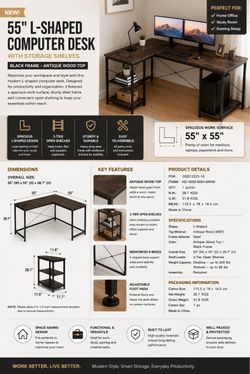 L Shaped Desks - Lot of 3 - Various- New