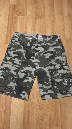 Cargo camo rhinestone jorts