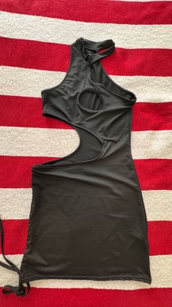Black Cut-Out Mini Dress with Ring Detail
