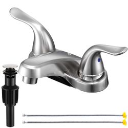 KPWATER Brushed Nickel Dual Handle Bathroom Faucet