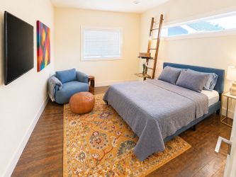 Brand new Queen memory foam mattress, bed frame and side chair