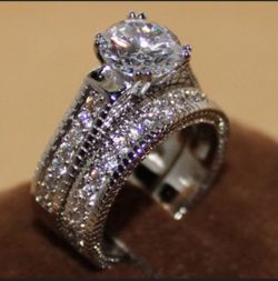 925 Sterling Silver Topaz Diamonique Ring set